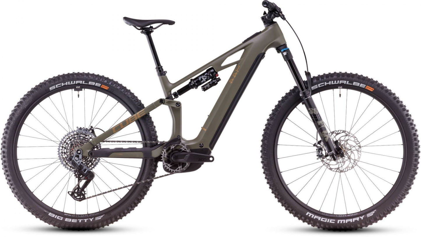 CUBE STEREO HYBRID ONE44 HPC TM 800 eMTB BIKE 2025 DUSTYOLIVE' N 'GOLD