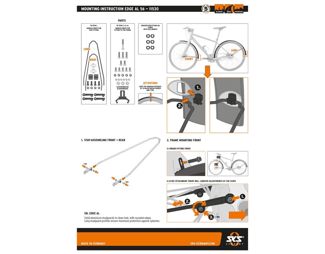 SKS Edge AL 56 Mudguard Set allterraincycles