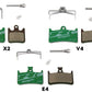 HOPE DISC BRAKE PADS. RACING COMPOUND GREEN E4, V4, X2