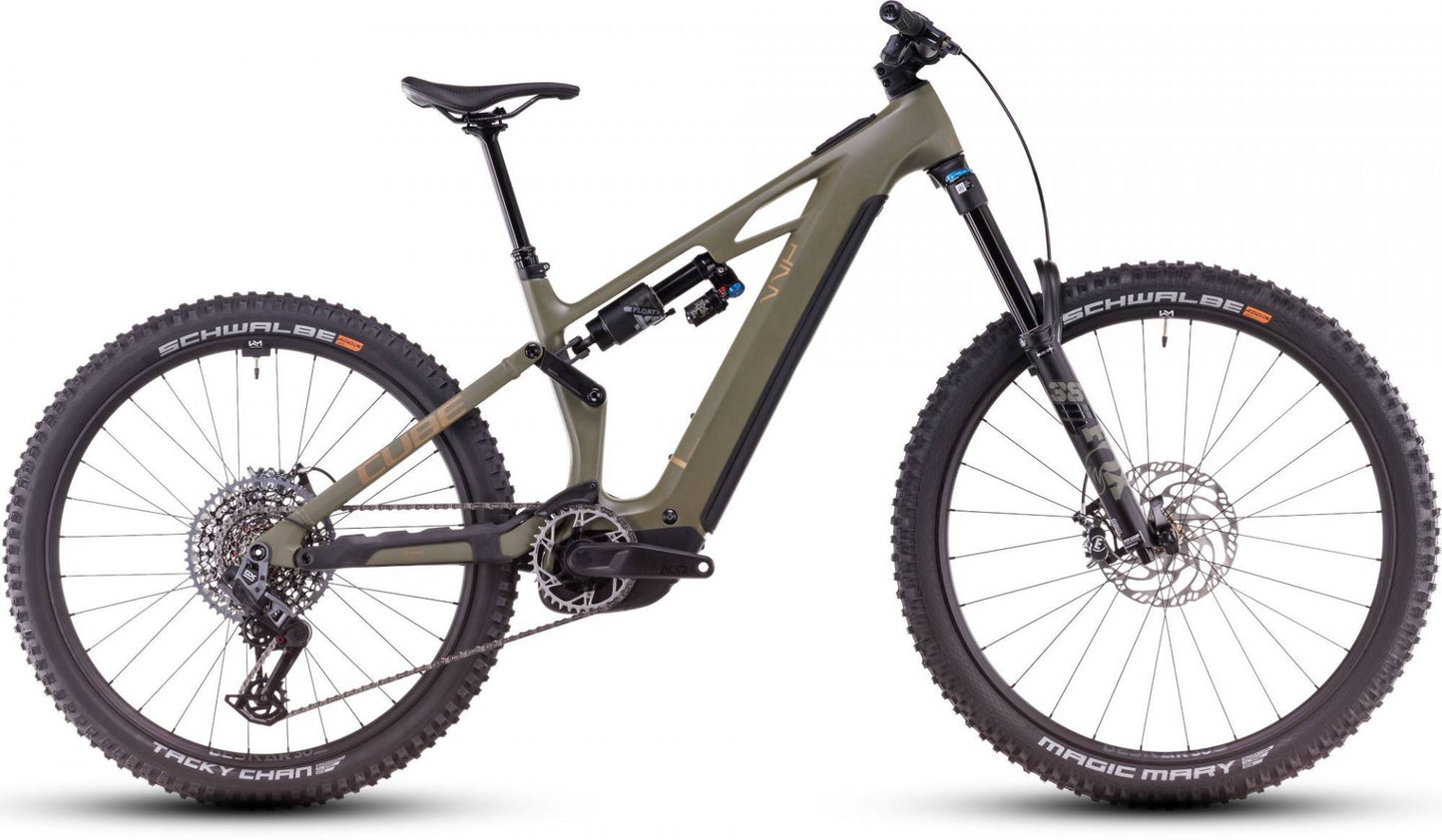 CUBE STEREO HYBRID ONE77 HPC TM 800 eMTB BIKE 2025 DUSTYOLIVE' N 'GOLD