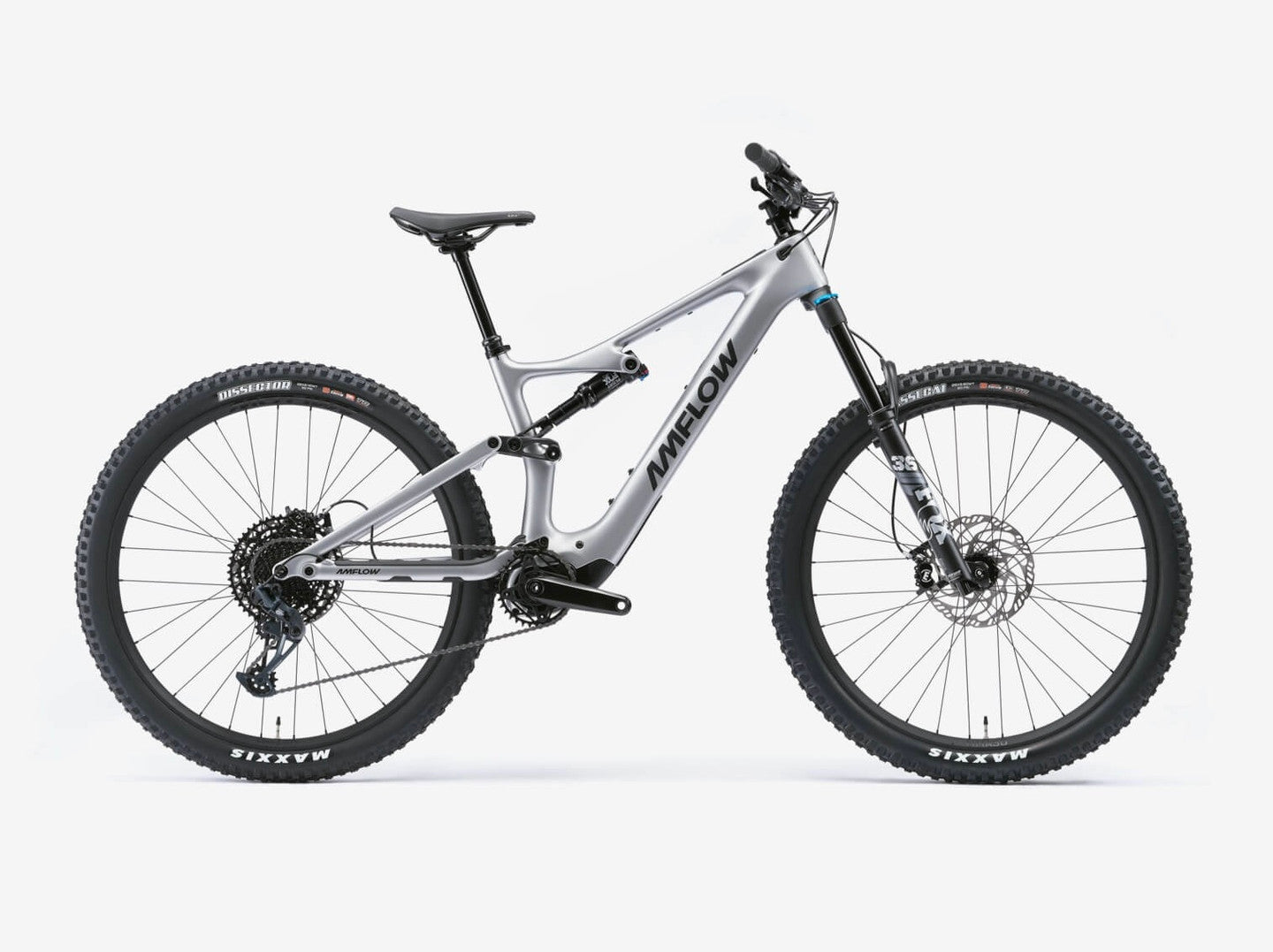 AMFLOW PL CARBON FULL SUSPENSION eMTB BIKE 2025 SATIN SILVER