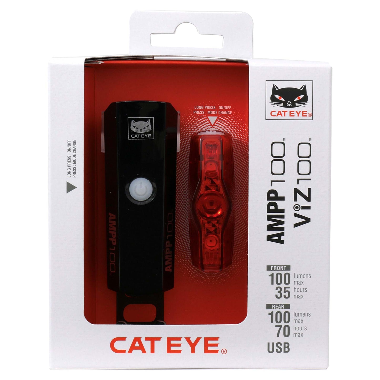 CATEYE AMPP 100 VIZ 100 RECHARGEABLE BIKE LIGHT SET