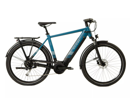 RALEIGH CENTROS CROSS BAR HYBRID eBIKE WITH DERAILLEUR GEARS OCEAN BLUE