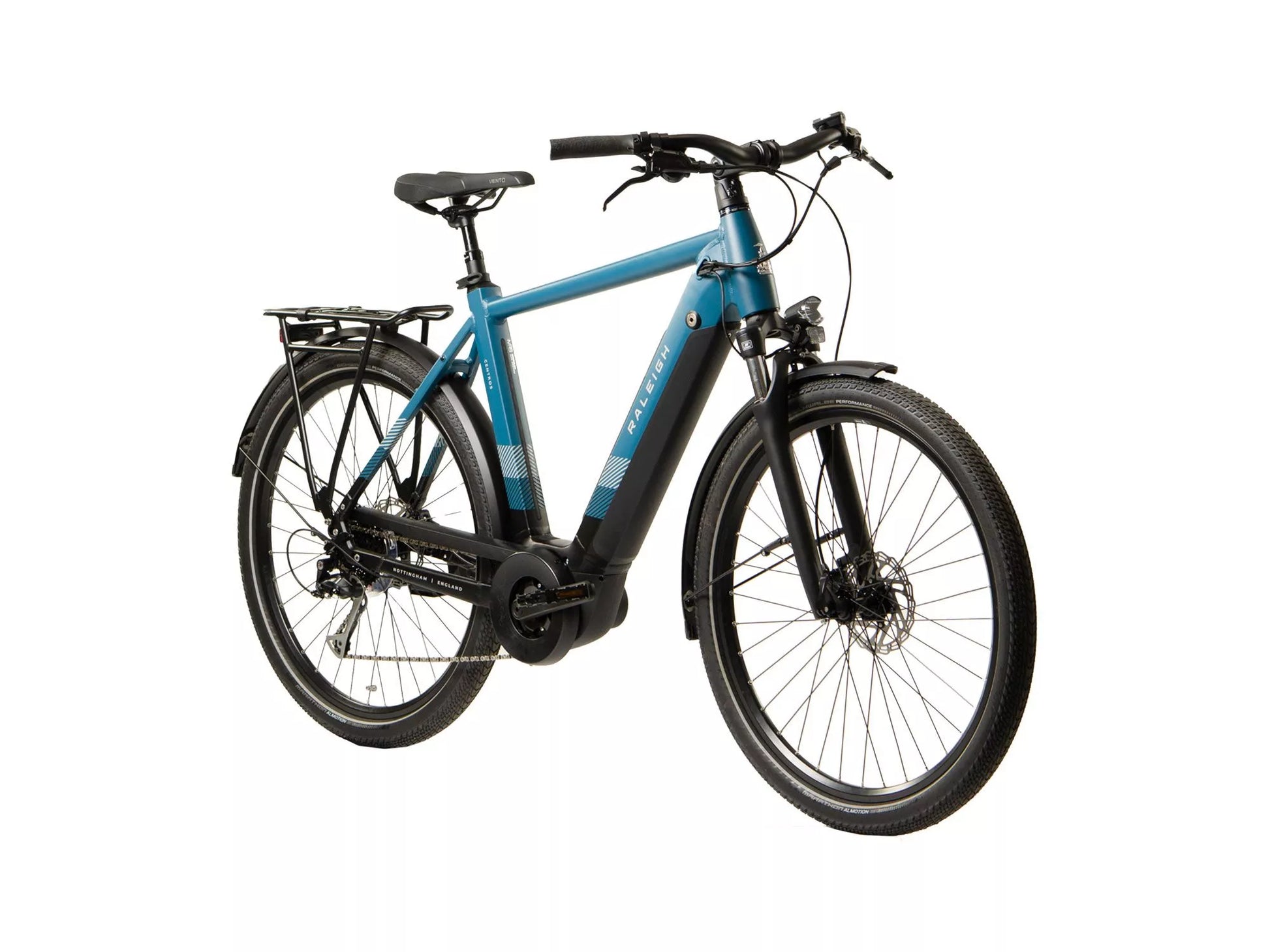 RALEIGH CENTROS CROSS BAR HYBRID eBIKE WITH DERAILLEUR GEARS OCEAN BLUE