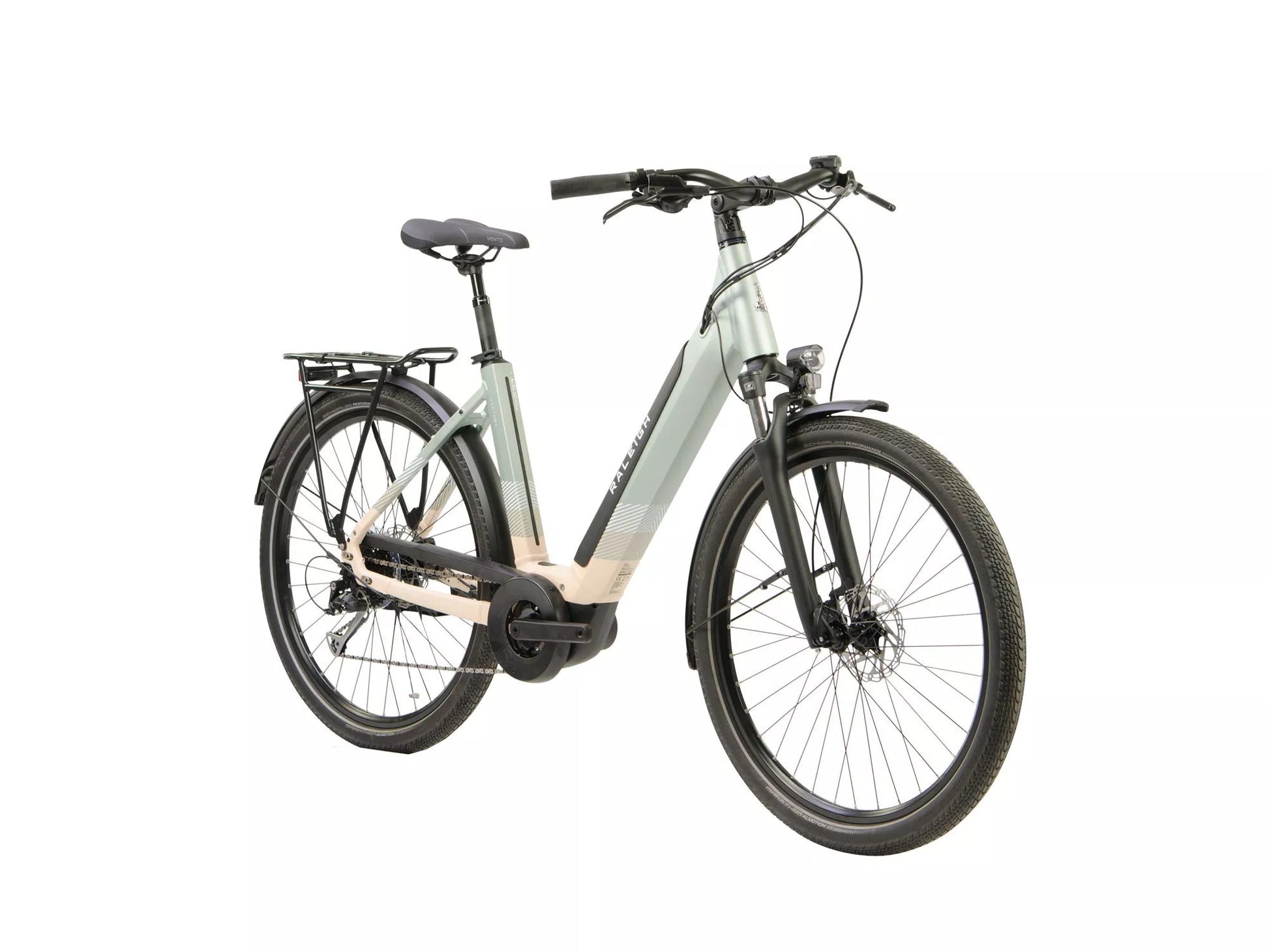 RALEIGH CENTROS LOW STEP HYBRID eBIKE WITH DERAILLEUR GEARS MINT & SAND