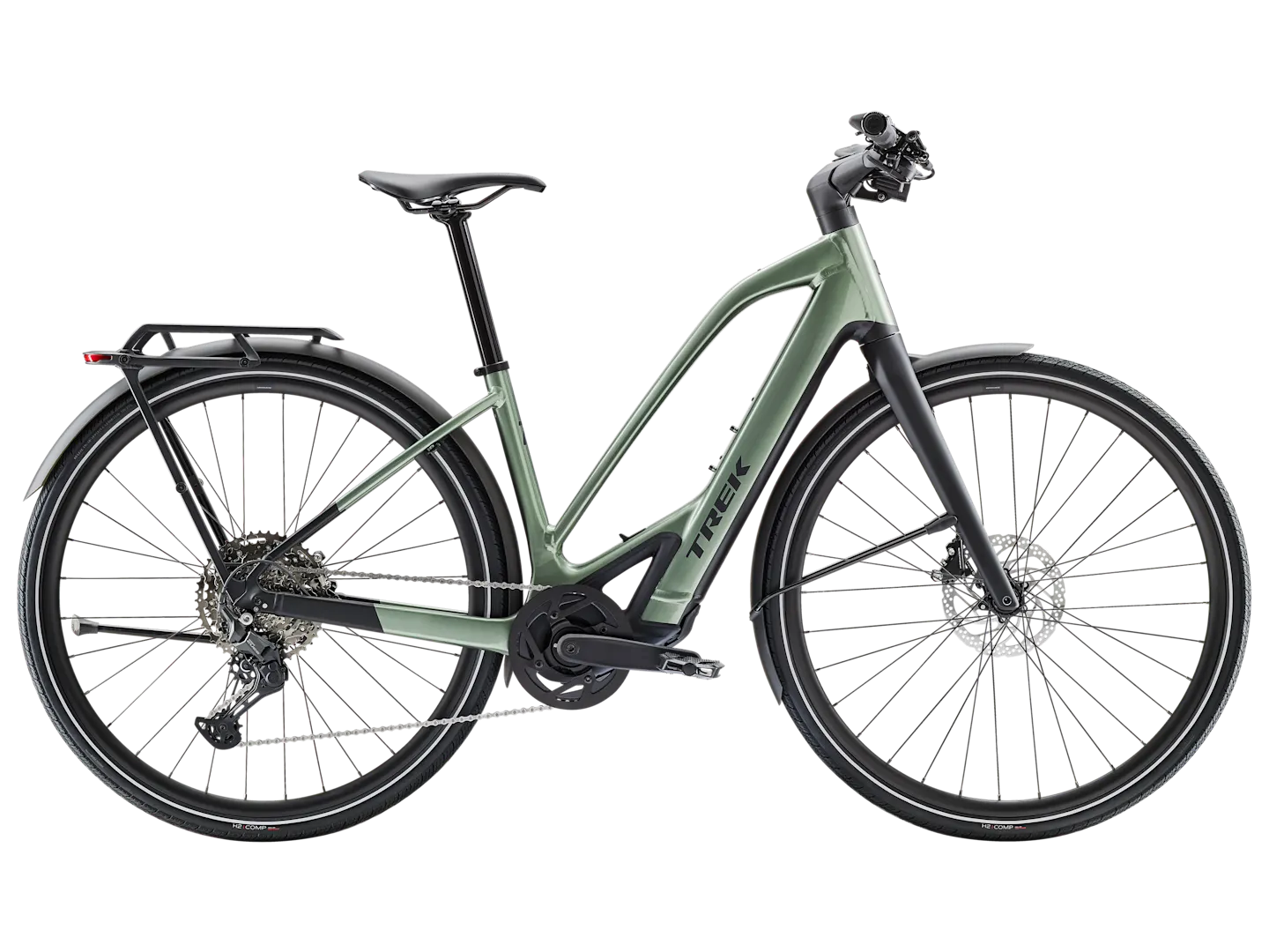 TREK FX+ 7 MID-STEP HYBRID eBIKE 2025 LICHEN GREEN GLOSS