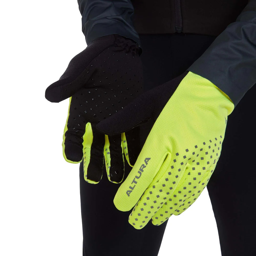 ALTURA NIGHTVISION UNISEX WINDPROOF FLEECE CYCLING GLOVES YELLOW